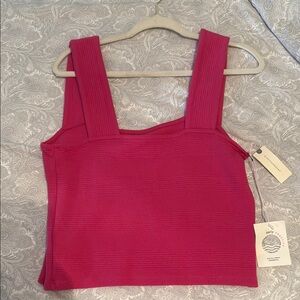 Pink Fitted Crop Tank Top